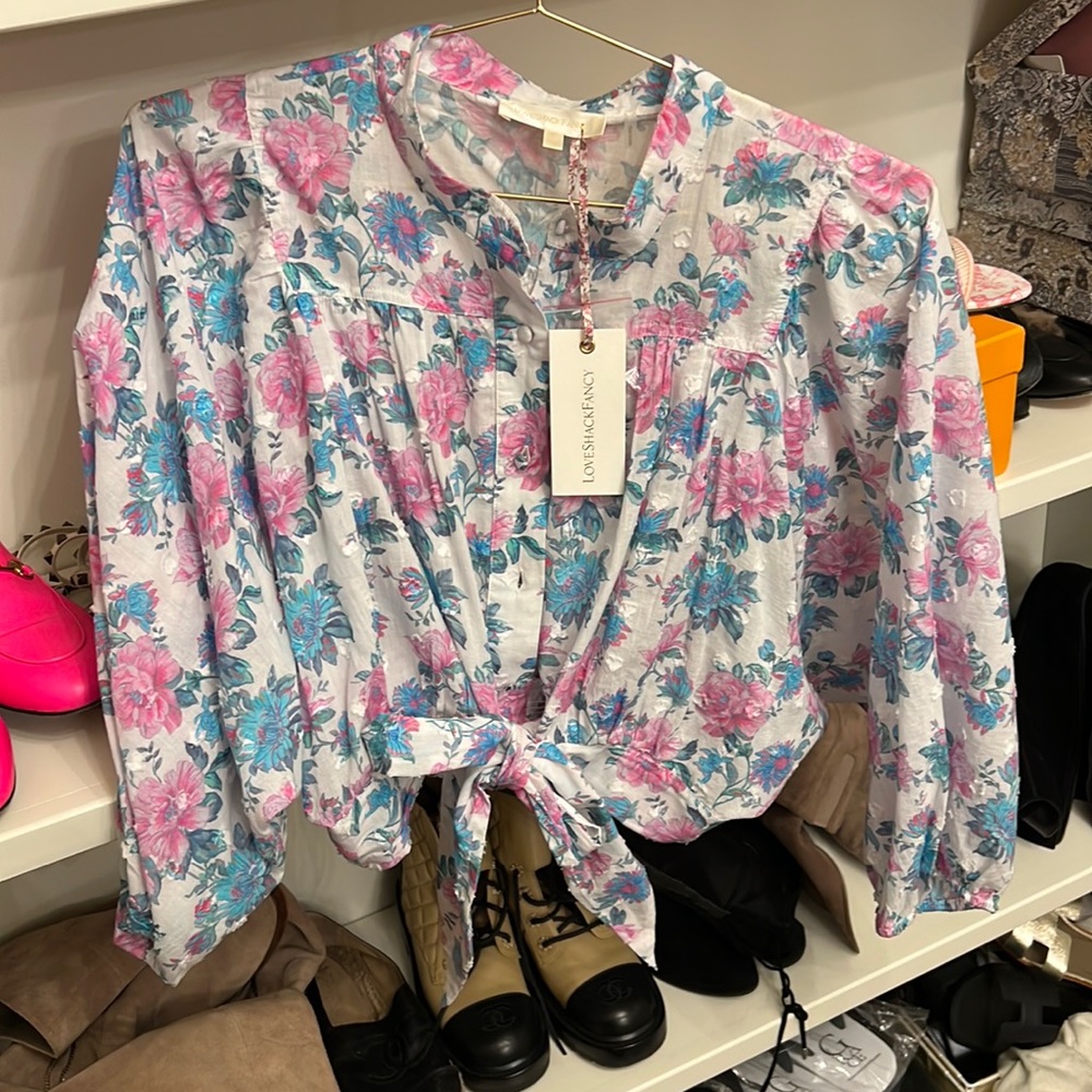 Loveshackfancy triste crop top in sea orchid